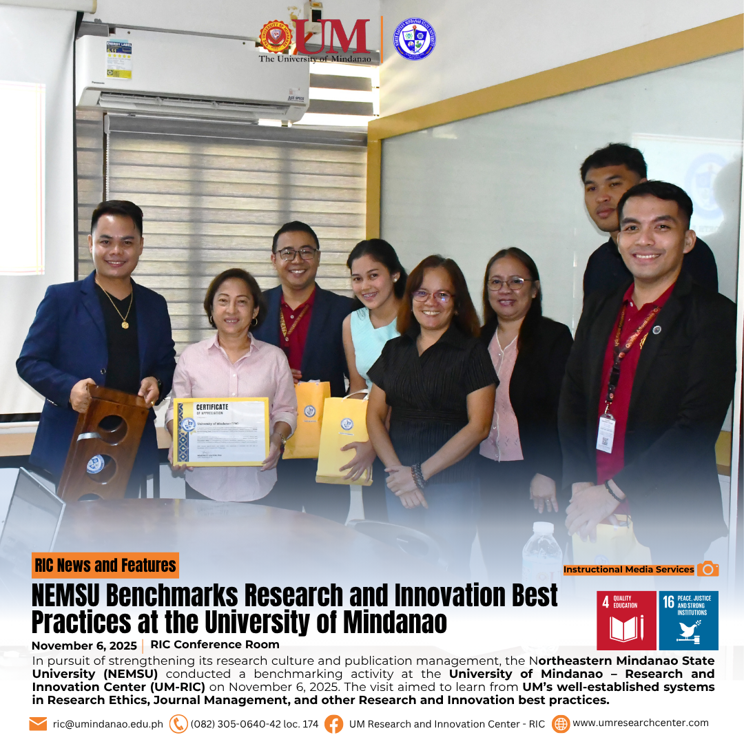 NEMSU Benchmarks Research and Innovation Best Practices at the University of Mindanao